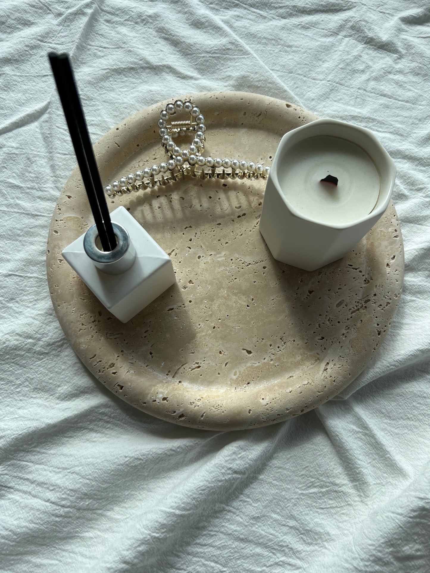 Round Travertine Tray