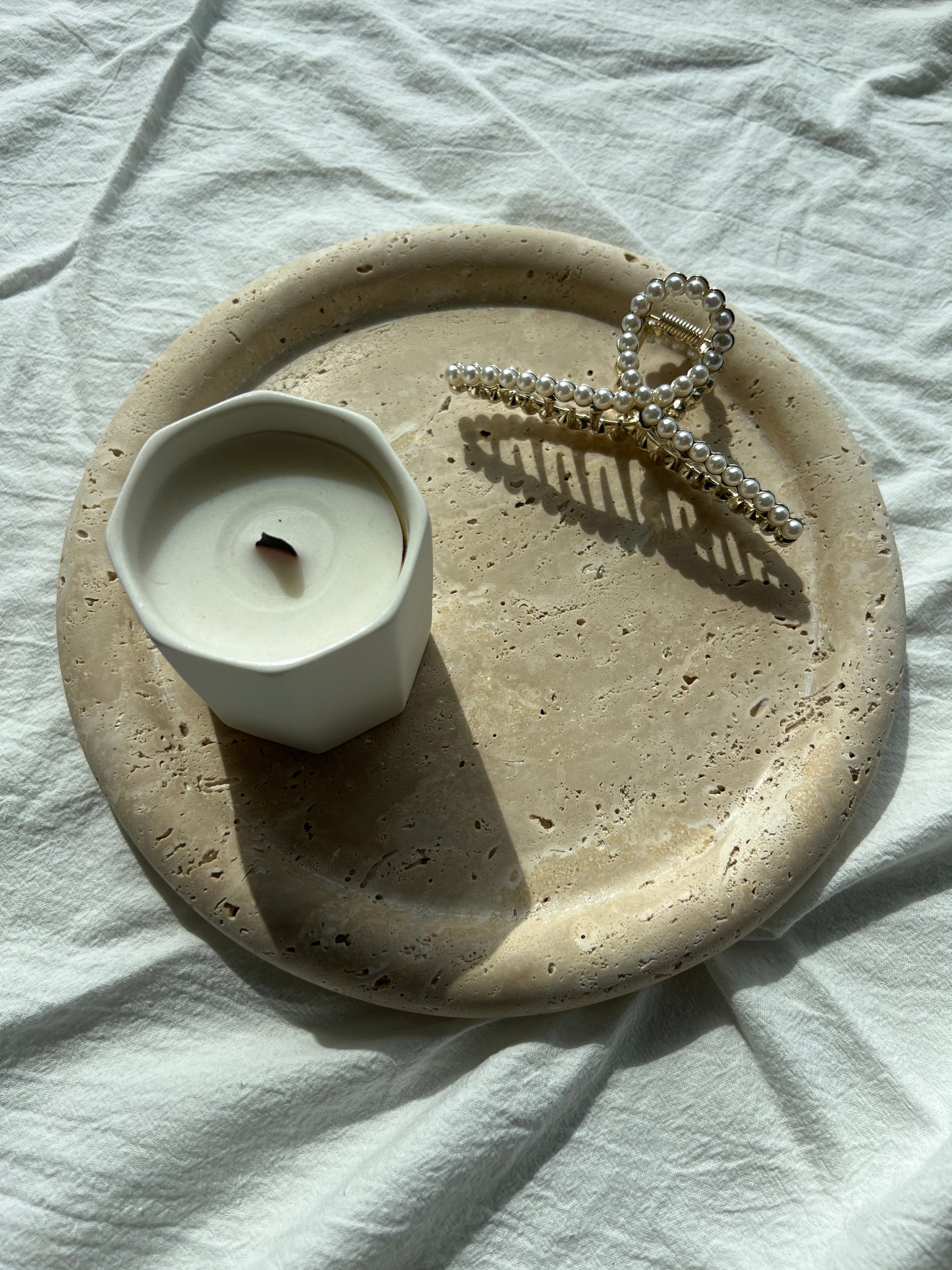 Round Travertine Tray