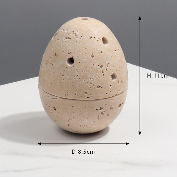 Multiple Colors Egg Shape Travertine Incense Holder