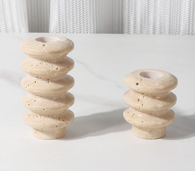 Travertine Spiral Candle Holder